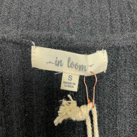 In Loom Black Ribbed Knit Cardigan And Midi Skirt Set V-Neck Long Sleeve Stretch - Picture 14 of 16